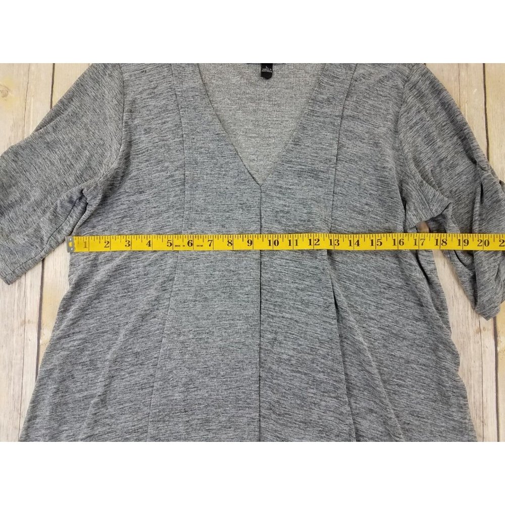AB Studio Women’s Short Sleeves V-Neck Casual Top Blouse Size L Gray B58 - Picture 5 of 10